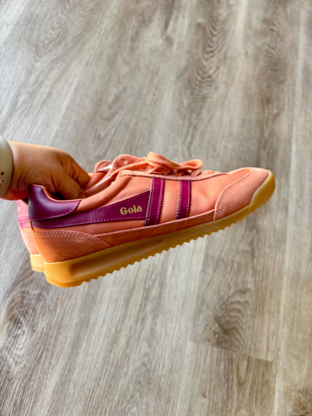 NEW Gola Harrier Trainer in Peach and Burgundy